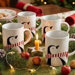 Crate & Barrel Penguin Jolly Trio Mugs
